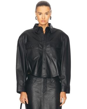 Wardrobe NYC Leather Shirt Jacket - Gray