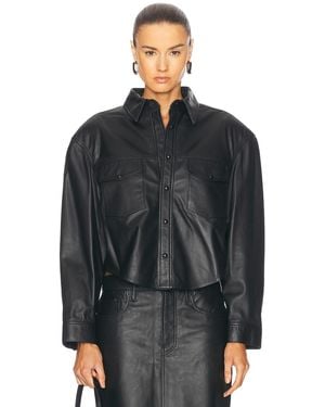 Wardrobe NYC Leather Shirt Jacket - Gray