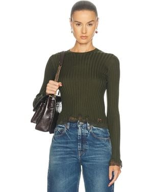 Saint Laurent Lace Trimmed Sweater - Green