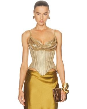 Wiederhoeft Salon Beaded Lame Corset Top - Metallic