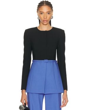 Carolina Herrera Belted Crewneck Jacket - Blue