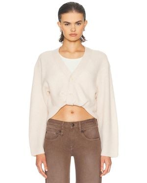 R13 Twisted Front Ribbed Cardigan - White