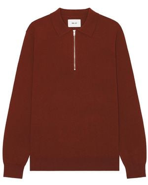 NN07 Sergio Zip Polo Sweater - Red