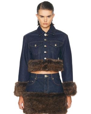 Marc Jacobs Faux Fur Shrunken Trucker - Blue