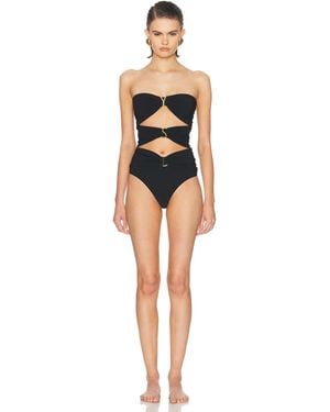 Saint Laurent Strapless Cutout One Piece Swimsuit - Black