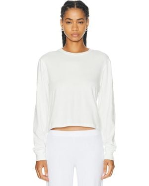 ÉTERNE Cotton Modal Long Sleeve Boxy Tee - White