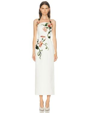 LEO LIN Ava Halterneck Applique Floral Bustier Maxi Dress - White
