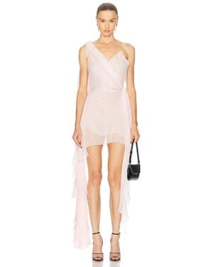 LAQUAN SMITH Asymmetrical Ruffled Mini Dress - White