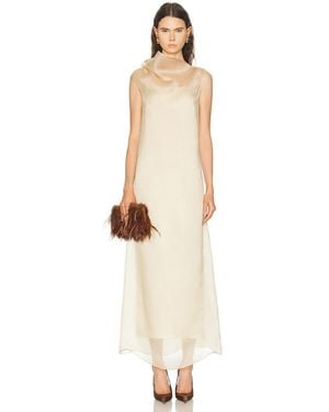 SEV High Neck Organza Column Dress - Natural