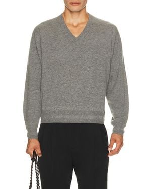 Jil Sander Long Sleeve V Neck Sweater - Gray