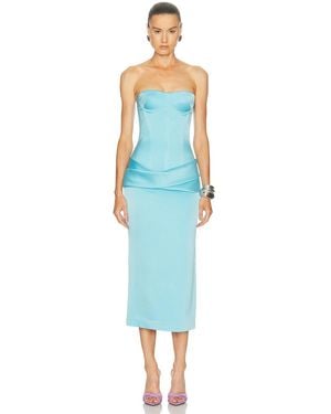Alex Perry Strapless Cupped Longline Corset Dress - Blue