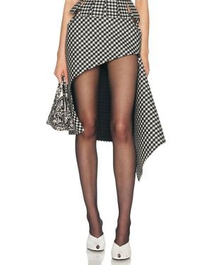 Jean Paul Gaultier Zip Opening Check Skirt - Black