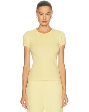 DONNI. The Pointelle Baby Tee - Yellow