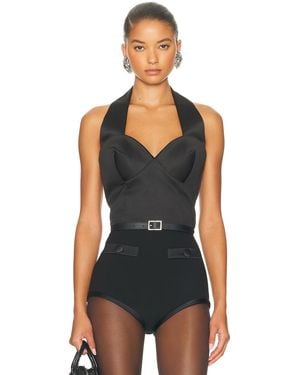 Marc Jacobs Sculpted Satin Halter Top - Black