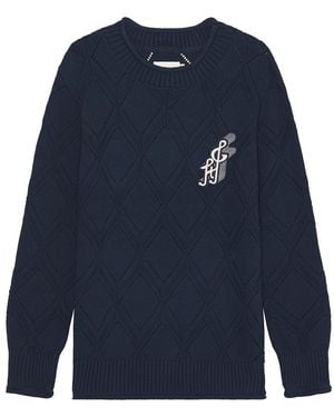 Honor The Gift Diamond Knit Sweater - Blue