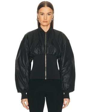 Atlein Ribbed Waist Bomber Jacket - Black