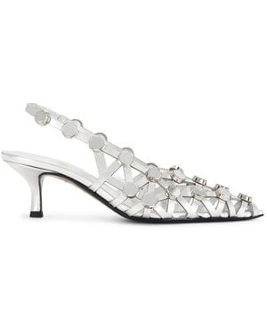 The Attico Grid Slingback Pump - White
