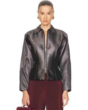 The Sei Double Zip Fitted Jacket - Brown