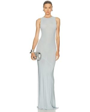 Atlein Asymmetric Ruched Long Dress - White