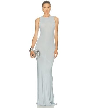 Atlein Asymmetric Ruched Long Dress - White