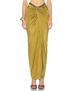 Atlein Draped Long Skirt - Yellow