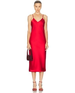 Norma Kamali Bias Slip Midcalf Dress - Red