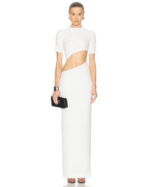 Monot Short Sleeve Front Cutout Dress - White