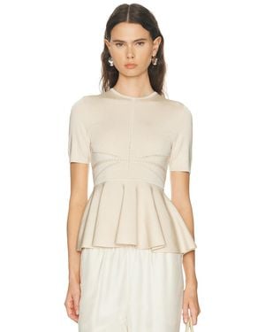 Zimmermann Luna Paneled Peplum Top - Natural