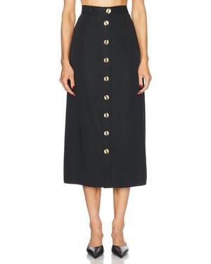 Matthew Bruch Button Front Midi Skirt - Black