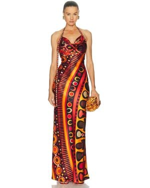 PUCCI Satin Cowl Neck Dress - Orange