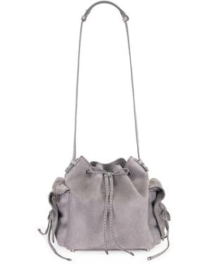 Acne Studios Multipocket Bucket Suede Bag - White