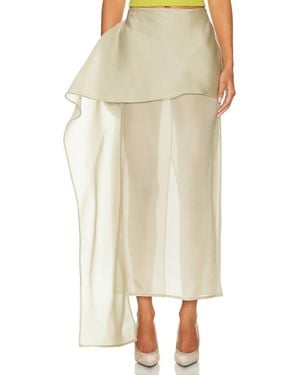 Helsa The Silk Gazar Skirt With Drape - Natural