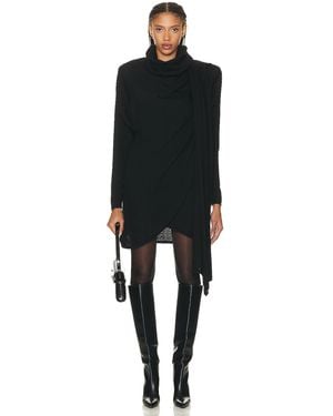 Saint Laurent Hooded Draped Dress - Black