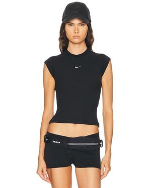 Nike Nsw Chill Knit Rib Short Sleeve Top - Black