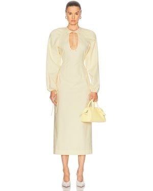 ROWEN ROSE Long Sleeve Midi Dress - Yellow