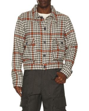Reese Cooper Wool Houndstooth Trucker Jacket - Gray
