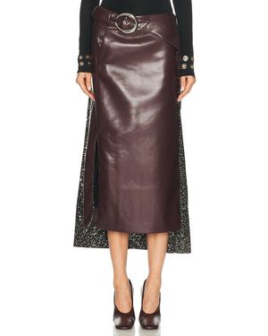 Rabanne Leather & Sequin Skirt - Brown
