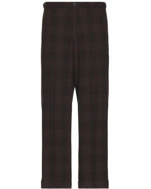 Beams Plus Ivy Pants Wide Recycle Wool Plaid - Black