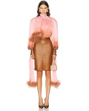ROWEN ROSE Long Sleeve Feather Top - Multicolor