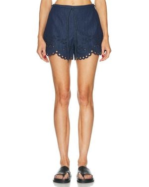 Zimmermann Mahon Broderie Denim Short - Blue