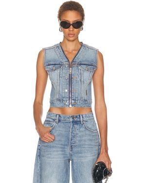 Alexander Wang Dipped V Neck Trucker Vest - Blue