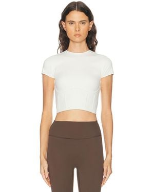 NikeSKIMS Matte Corset Short Sleeve Crop Top - White