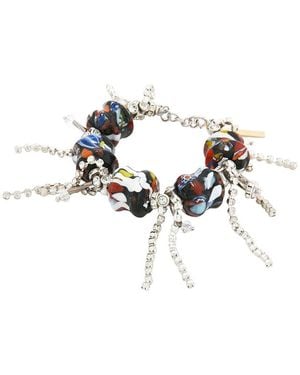 Dries Van Noten Handmade Strass Fringed Bracelet - Black