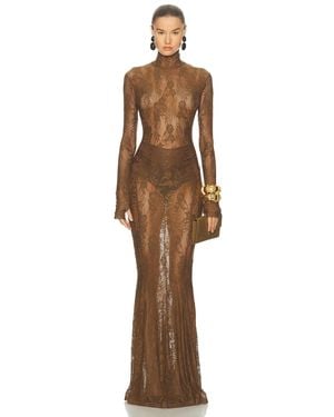 Norma Kamali For Fwrd Long Sleeve Turtleneck Fishtail Gown - Natural