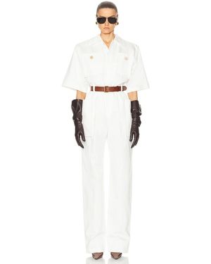Saint Laurent Short Sleeve Jumpsuit - White