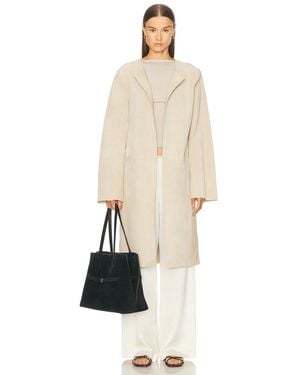 TOTEME Collarless Suede Coat - White