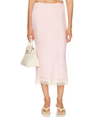 Helsa Viscose Georgette Slip Skirt With Lace - Pink