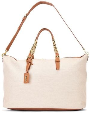 Saint Laurent Fabric Gloria Travel Bag in Natural | Lyst
