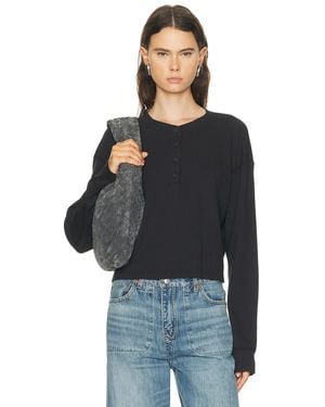 RE/DONE Boxy Waffle Henley Top - Black
