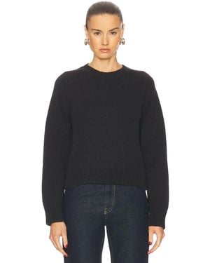 &Daughter Plain Saddle Sleeve Crewneck Sweater - Black